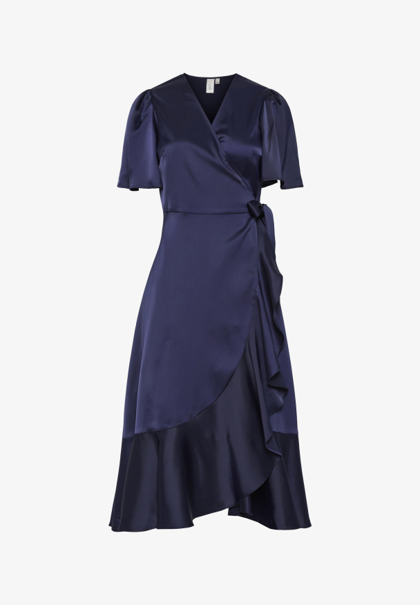 Thea 2/4 Midi Wrap Dress - Evening Blue - Image 1