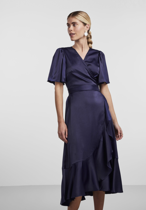 Thea 2/4 Midi Wrap Dress - Evening Blue - Image 2