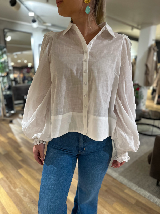 Cotton Slub Shirt - White  - Image 1