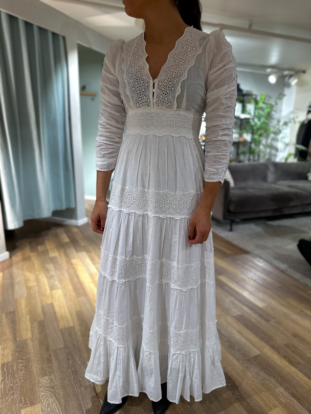 Cotton Slub Maxi Dress - White  - Image 1
