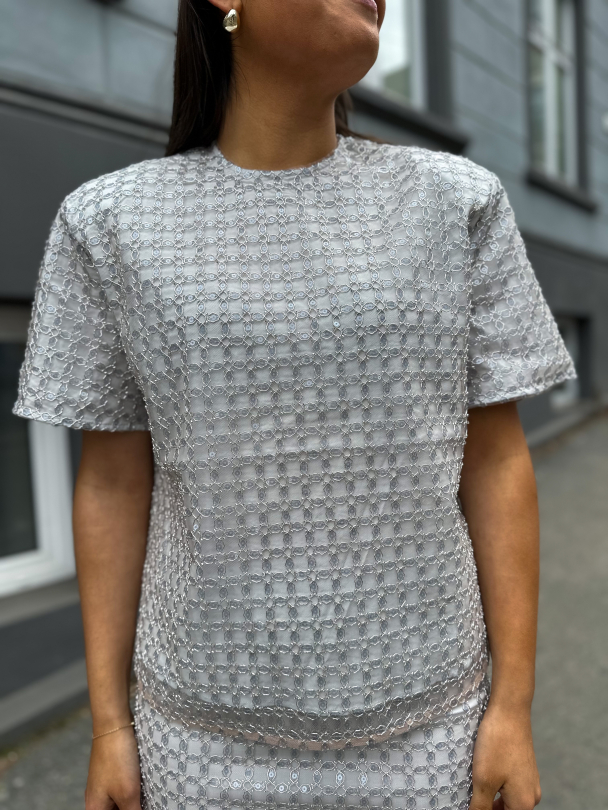 Beaded Oversized Top - Doeskin - Image 1