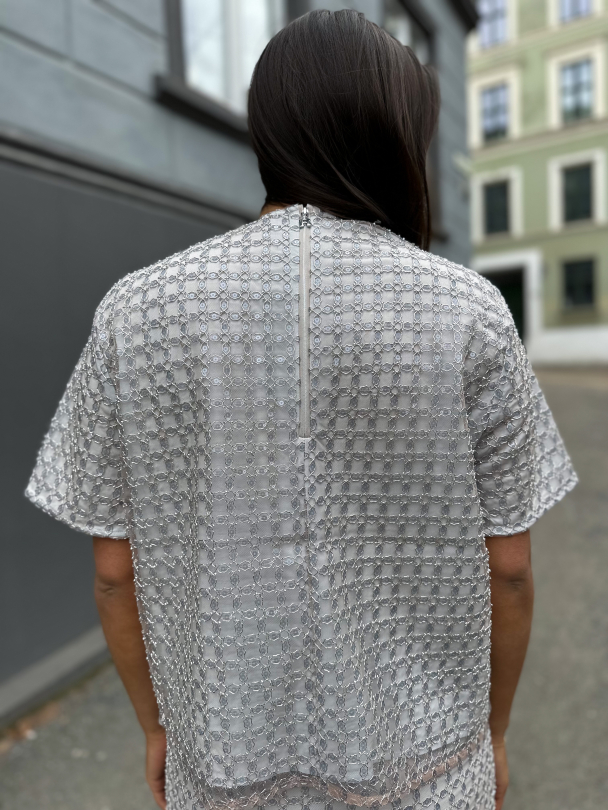 Beaded Oversized Top - Doeskin - Image 2