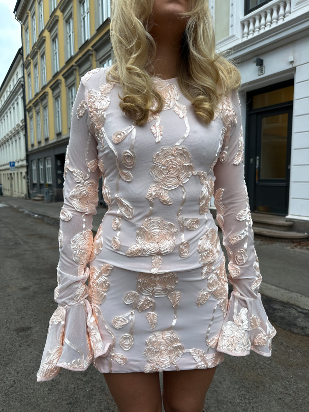 Flower Mesh Mini Dress - Angel Wing  - Image 1