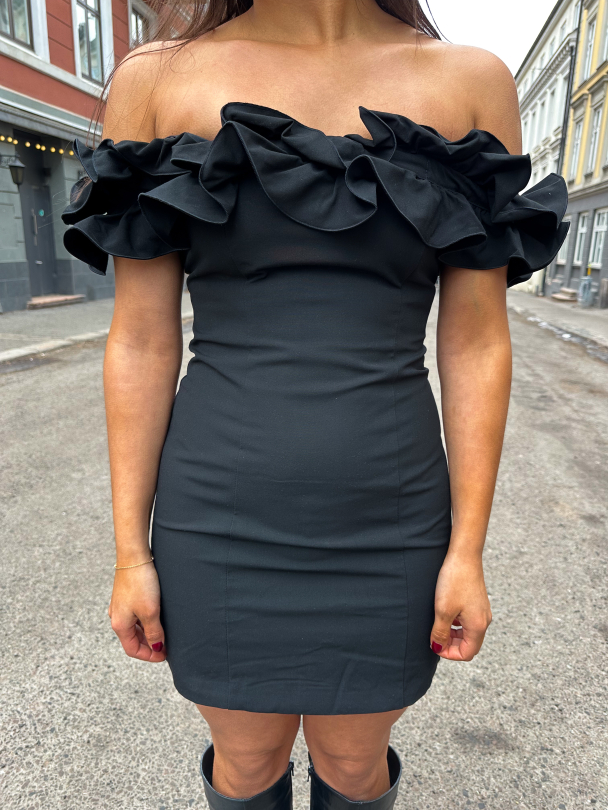 Mini Ruffle Dress - Black - Image 1