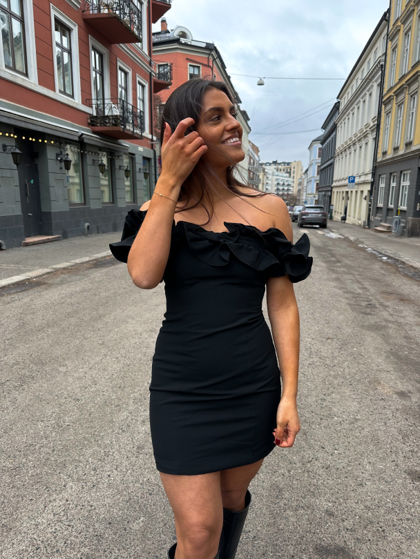 Mini Ruffle Dress - Black - Image 3