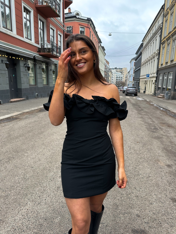 Mini Ruffle Dress - Black - Image 4