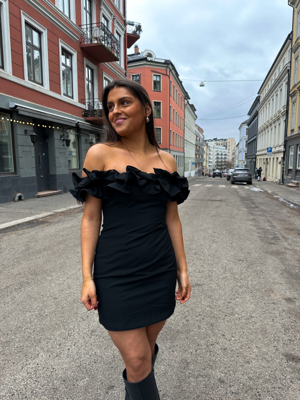 Mini Ruffle Dress - Black - Image 5