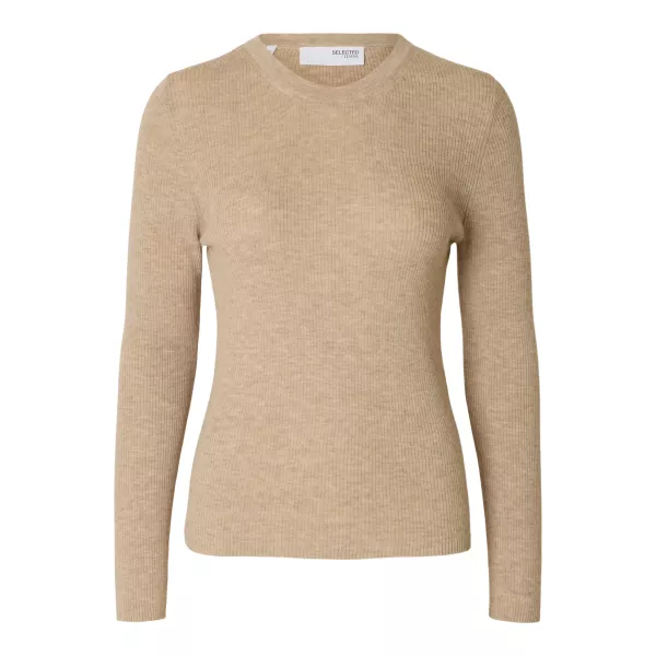 Ingrid Knit O-Neck - Island Fossil/Melange