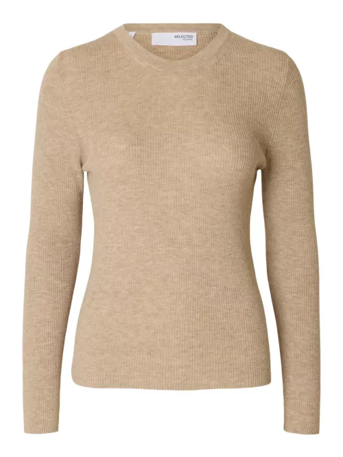 Ingrid Knit O-Neck - Island Fossil/Melange
