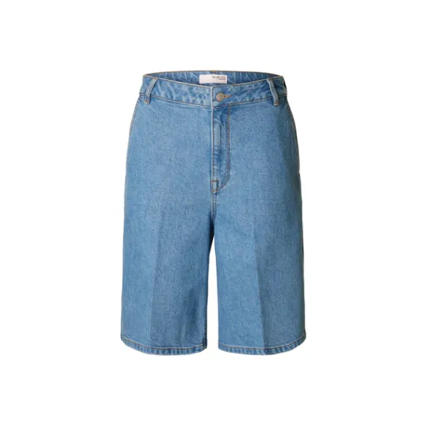 Evelyn Bermuda Denim Shorts - Medium Blue Denim - Image 1