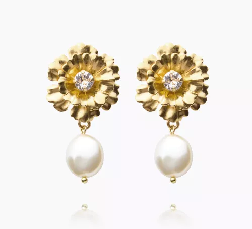 Blossom Pearl Earrings - Gold/Crystal
