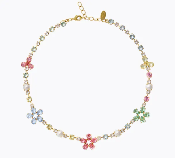 May Statement Necklace  - Gold/Pastel Combo