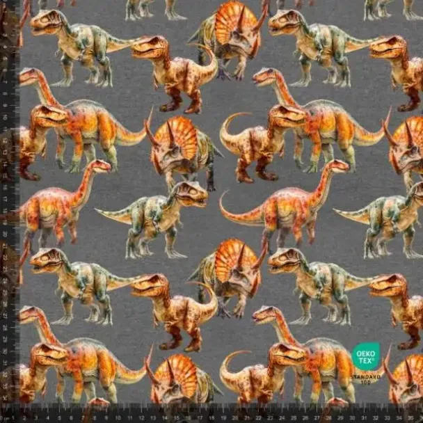 French Terry med  oransje dinosaurus - Image 1