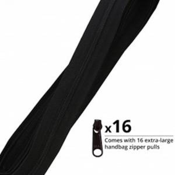 By Annie - Glidelås 6mm spiral 4 yard med 16 glide- Black