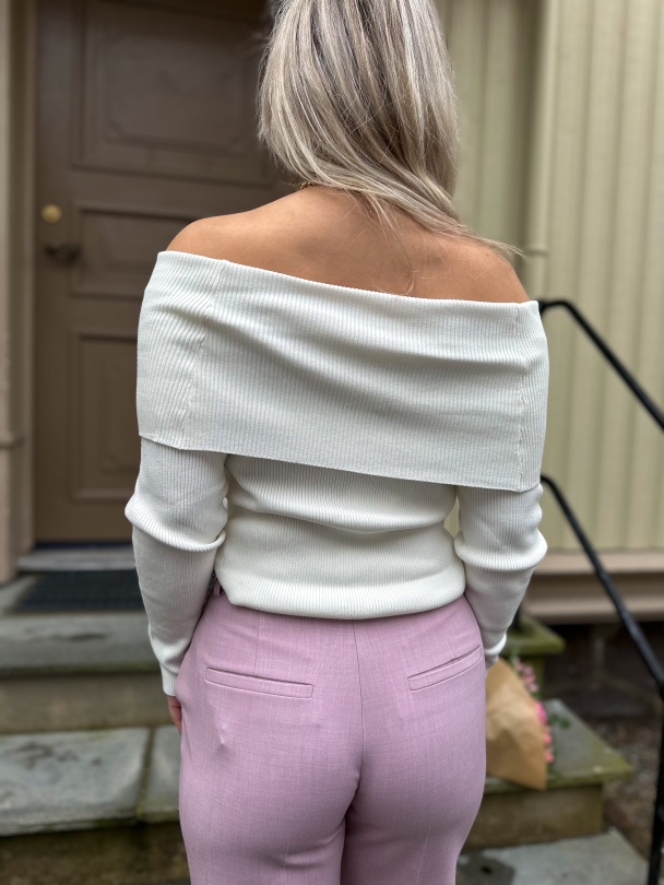 Rib OffShoulder Blouse - Off White - Image 2