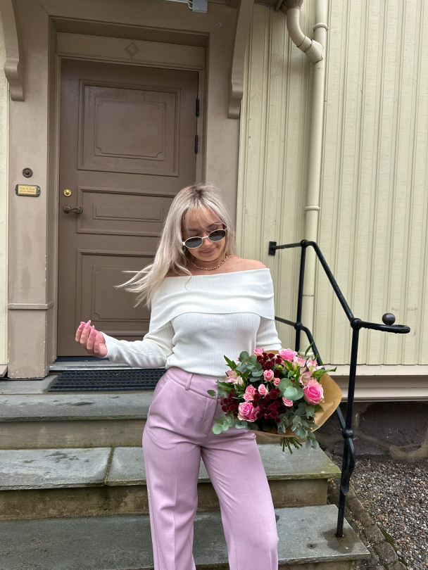 Rib OffShoulder Blouse - Off White - Image 5