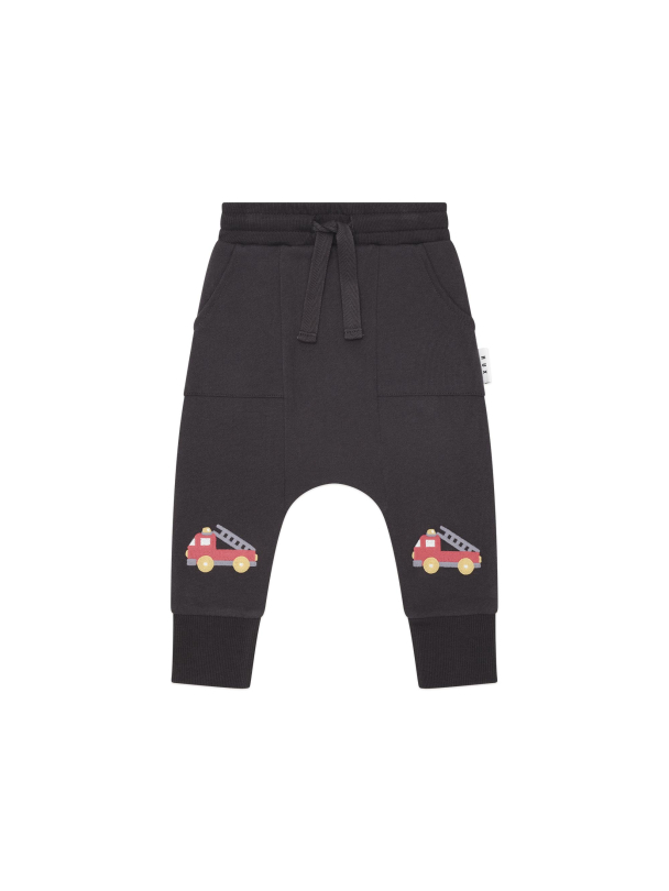 HUXBABY | Fire Truck Drop Crotch Pant - Soft Black - Image 1
