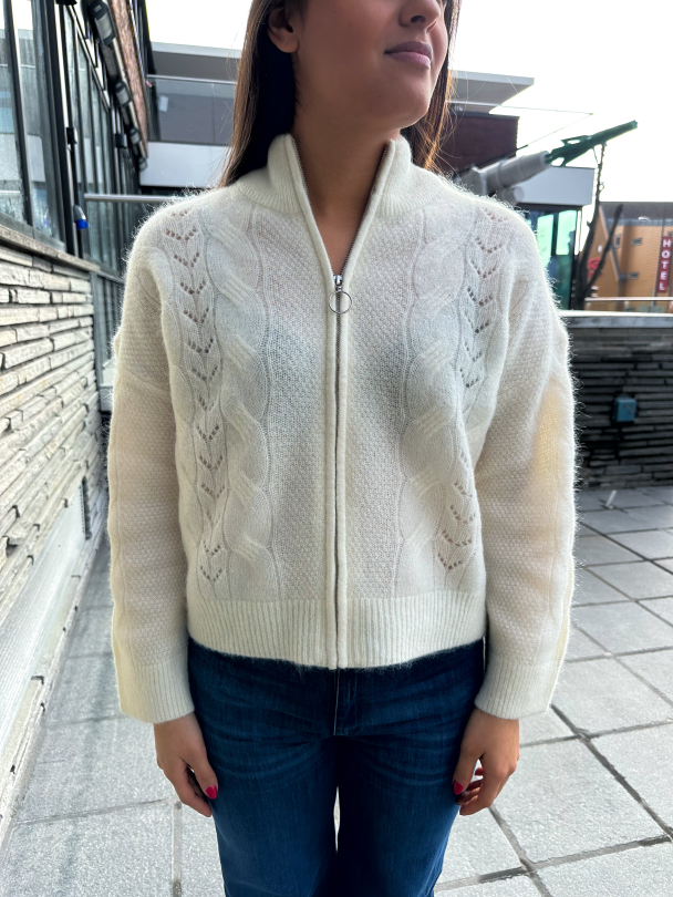 Vera Knit Zip Cardigan - Snow White  - Image 1