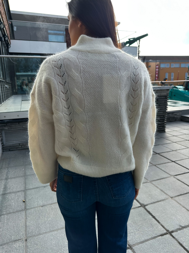Vera Knit Zip Cardigan - Snow White  - Image 2