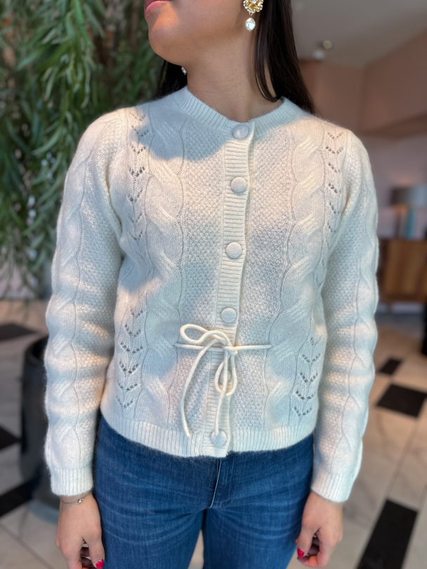 Vera Knit Belt Cardigan - Snow White  - Image 1