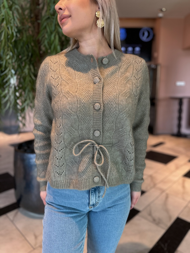 Vera Knit Belt Cardigan -  Vetiver  - Image 1