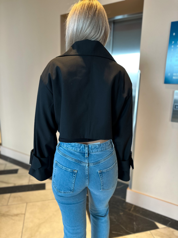 High Collar Jacket - Black - Image 2