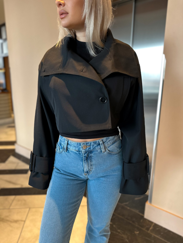 High Collar Jacket - Black - Image 1
