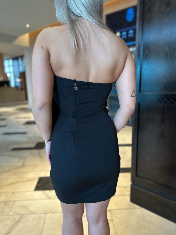 Big Flower Mini Dress - Black - Image 2
