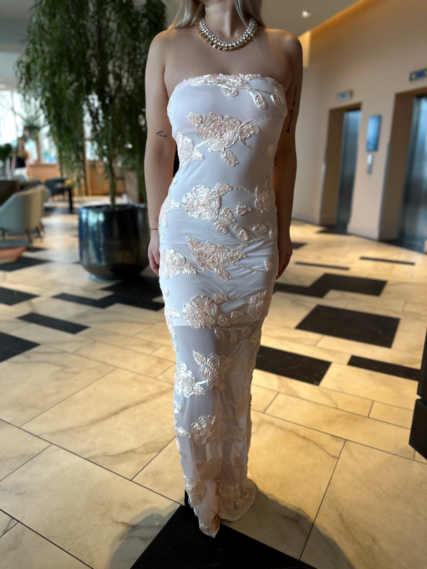 Flower Mesh Tube Dress - Angel Wing - Image 1