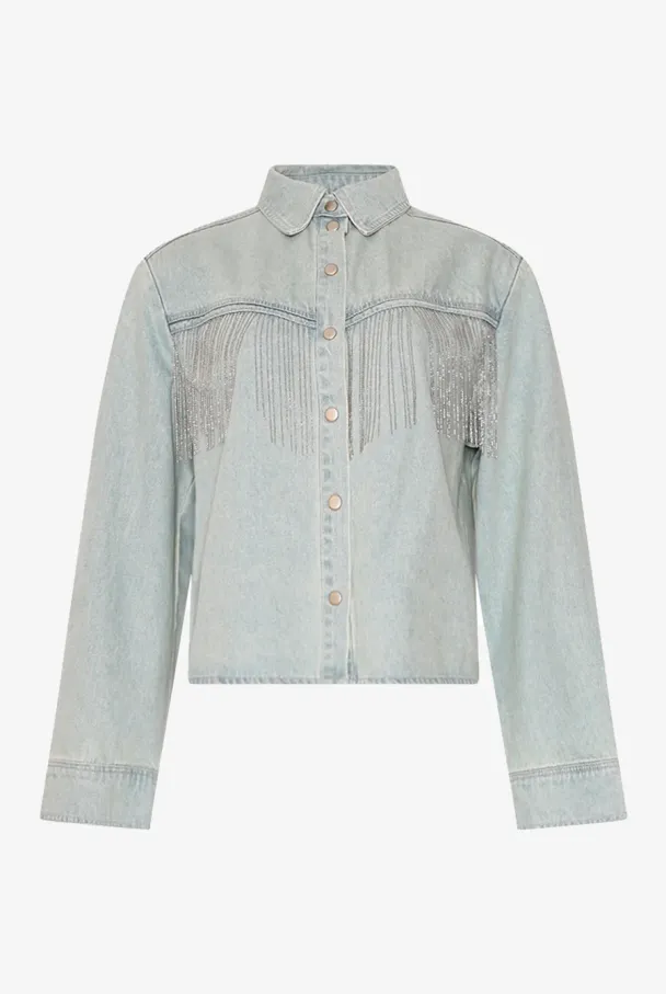 Krislynn Denim Fringe Shacket - Image 1