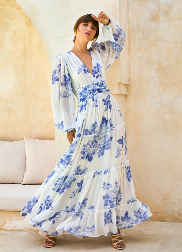 Noor Maxi Dress - Floral Blue  - Image 2