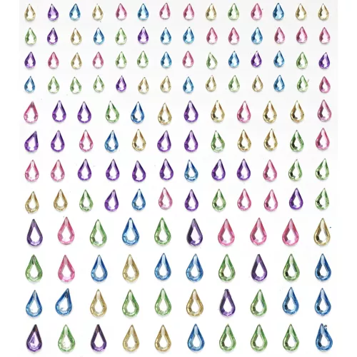 Rhinestone stickers dråper pastell – 288 pastelldråper. L 5, 7, 10 mm