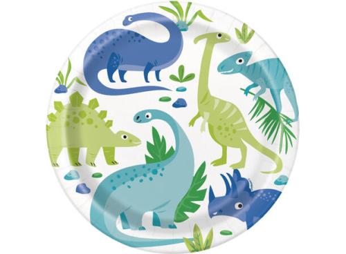 Papptallerken Blue & Green Dinosaur 23 cm