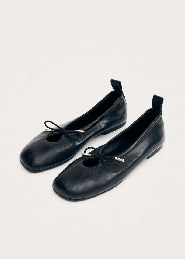 Rosalind Black Leather Ballerina
