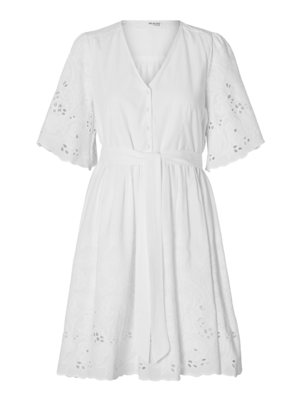 Dahlia Short Broderi Dress - Bright White