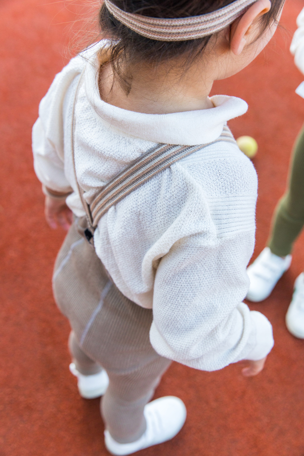 Footless Tights - Oyster Grey Striped - Image 2