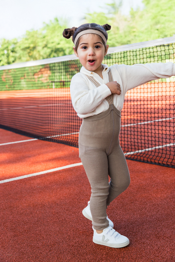 Footless Tights - Oyster Grey Striped - Image 3