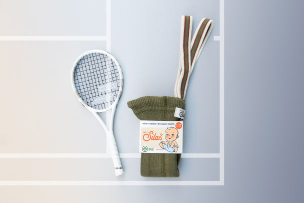 Footless Tights - Olive Striped - Image 4