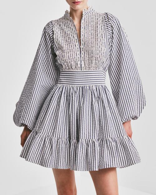 Seersucker Mini Dress - Blue Stripe 
