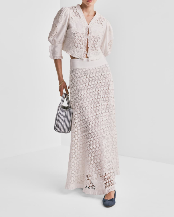 Linen Maxi Skirt - Off White  - Image 1
