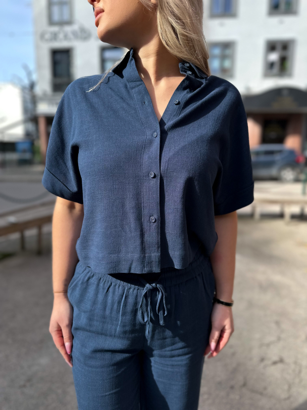 Viva Cropped Sun Shirt - Dark Sapphire  - Image 1