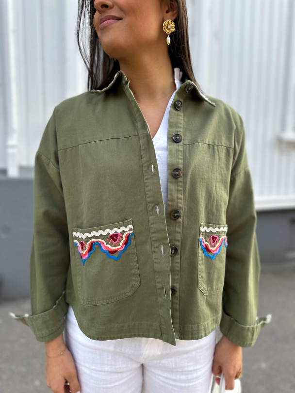 Mirra Embroidered Jacket - Capulet Olive - Image 1