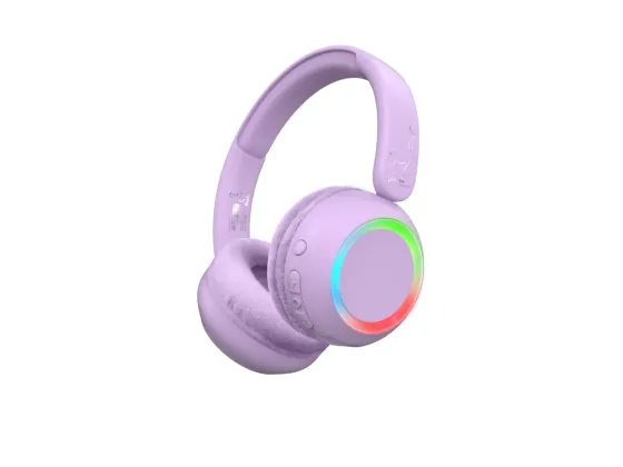 Trådløse hodetelefoner med lys - Lilla