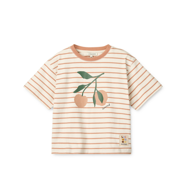 Tyler Placement T-shirt - Peach/Stripe Tuscany rose/Creme de la creme - Image 1