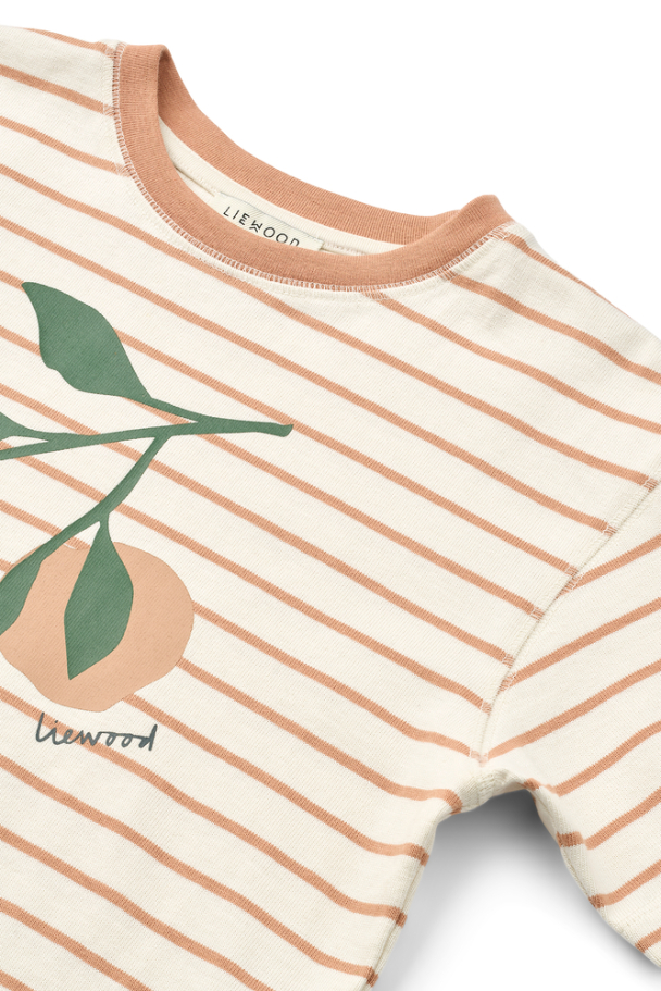 Tyler Placement T-shirt - Peach/Stripe Tuscany rose/Creme de la creme - Image 3