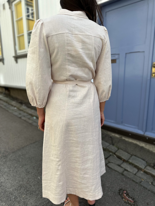 Flaxy 3/4 Linen Shirt Dress - Birch - Image 2