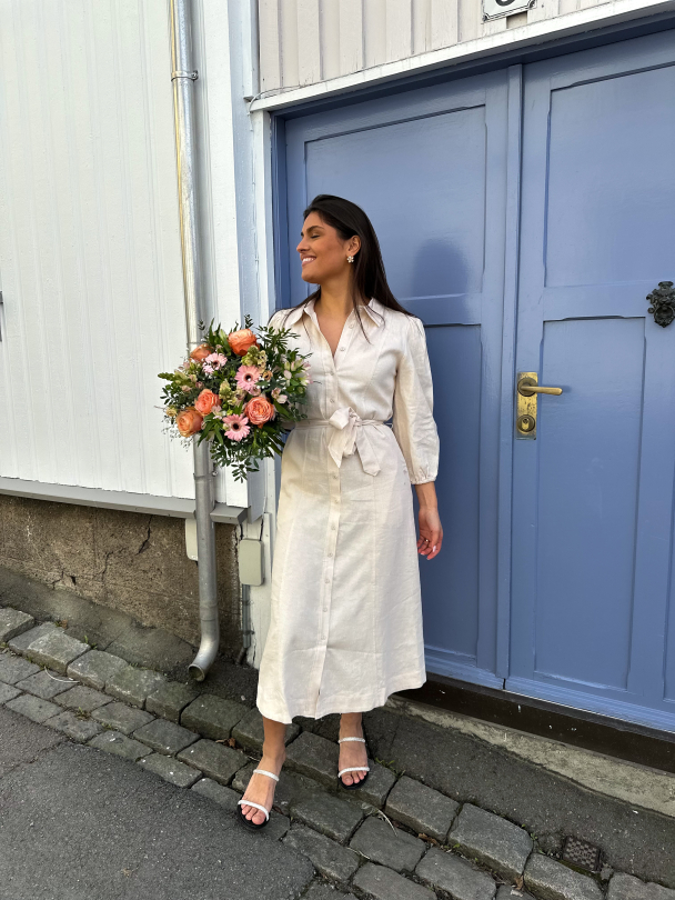 Flaxy 3/4 Linen Shirt Dress - Birch - Image 6