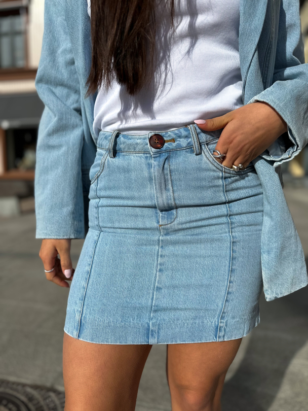 Vella Short Skirt - Light Blue Washed - Image 1