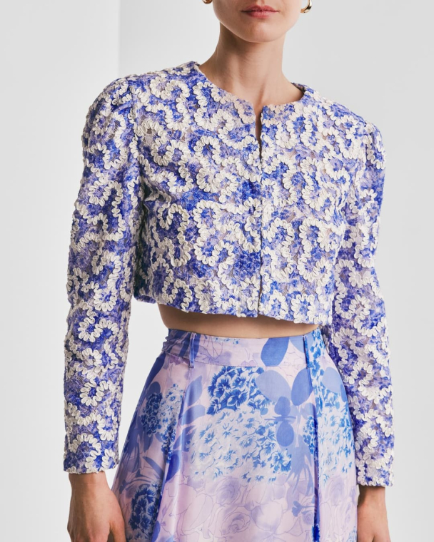 Embroidered Jacket - Blue Bloom 