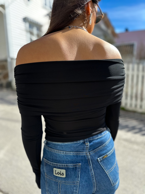 Off Shoulder Top - Black - Image 2